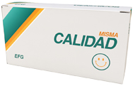 Caja de medicamento genérico con el eslogan Misma Calidad