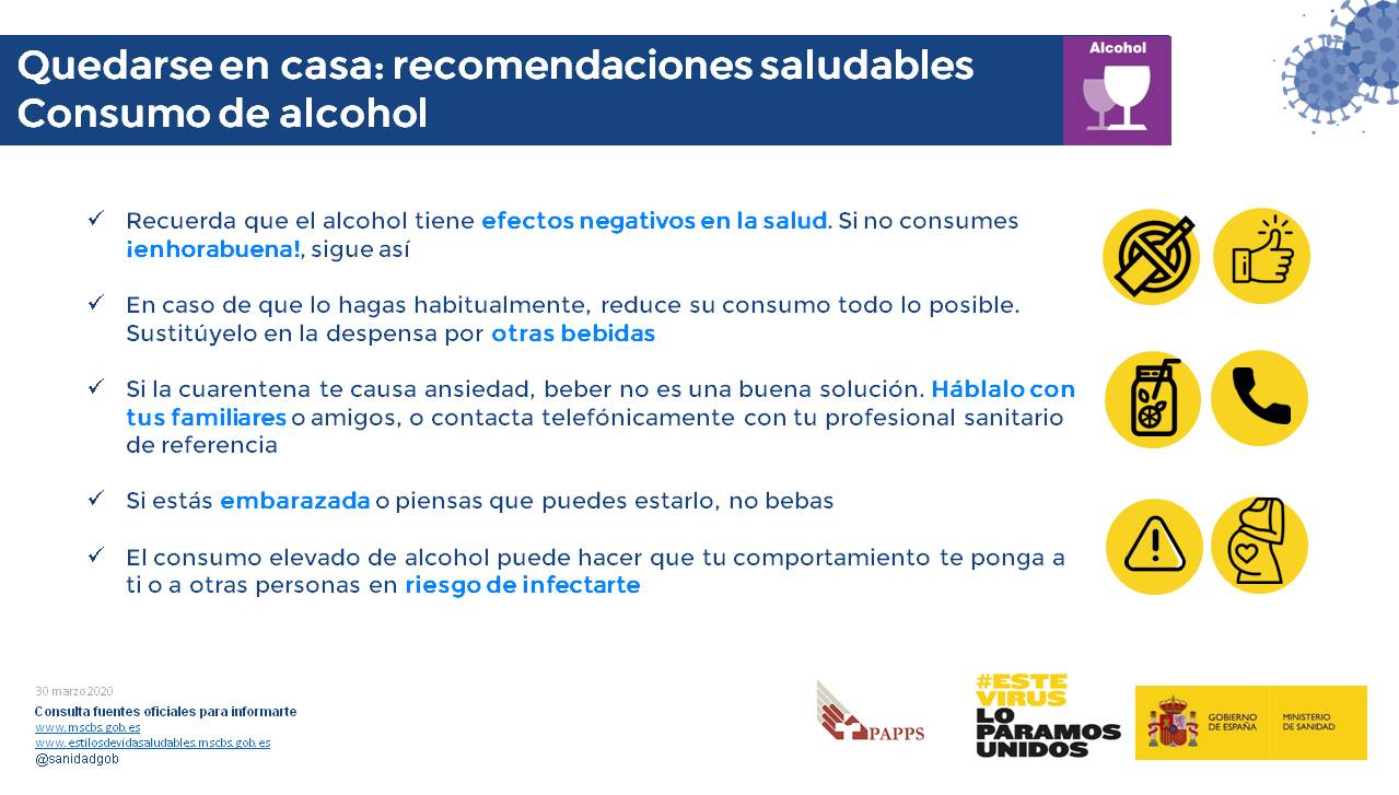 Recomendaciones consumo alcohol - Quedarse en casa